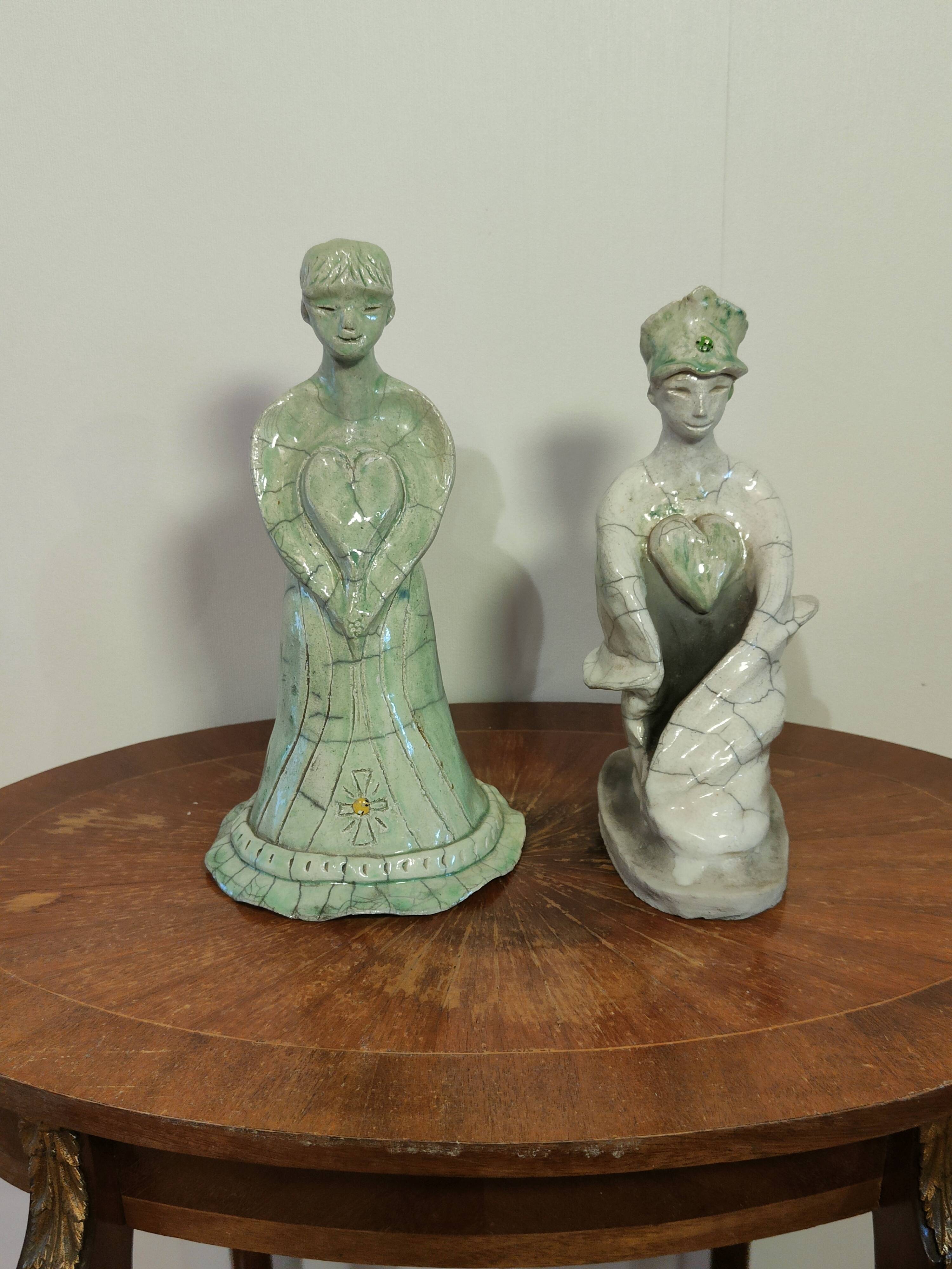 Glazed stoneware sculpture "The Guardians of Hearts"