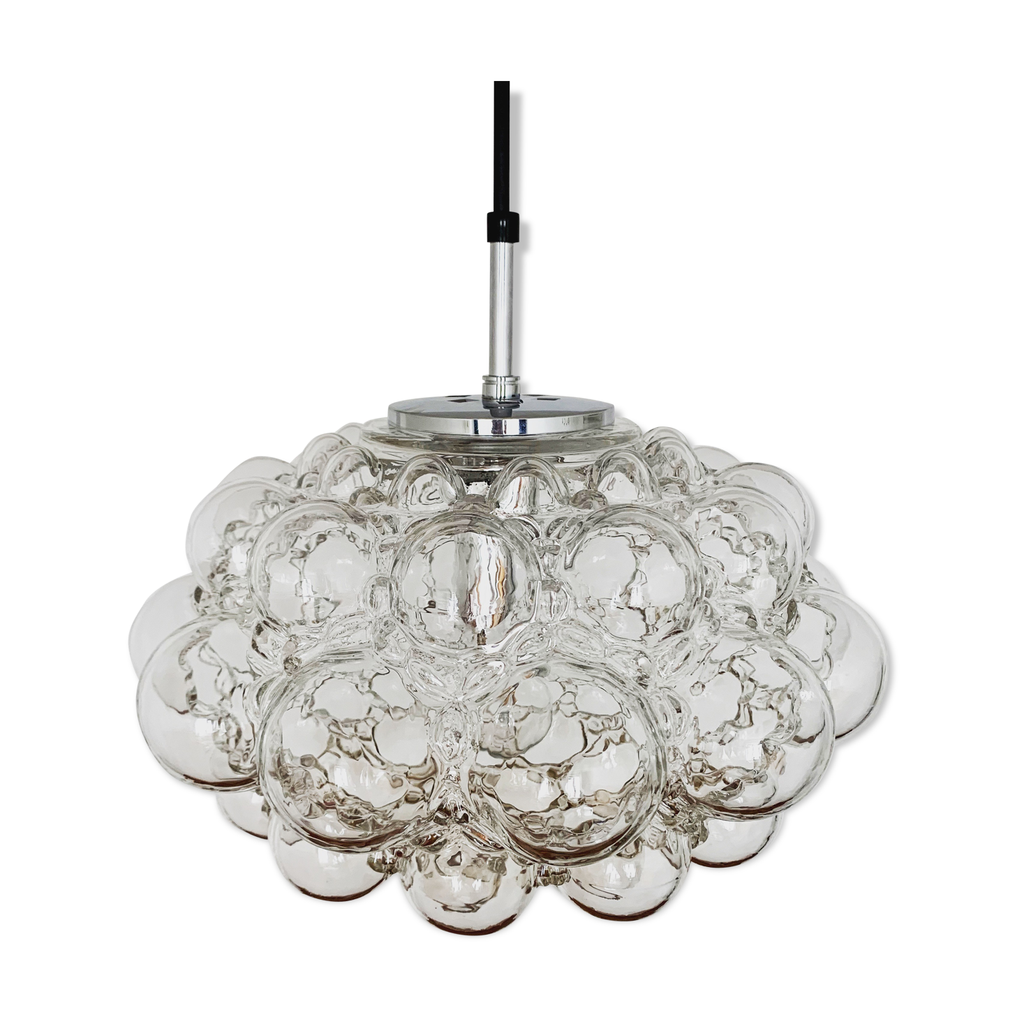 Large Mid Century Modern bubble pendant lamp by Helena Tynell for Glashütte Limburg