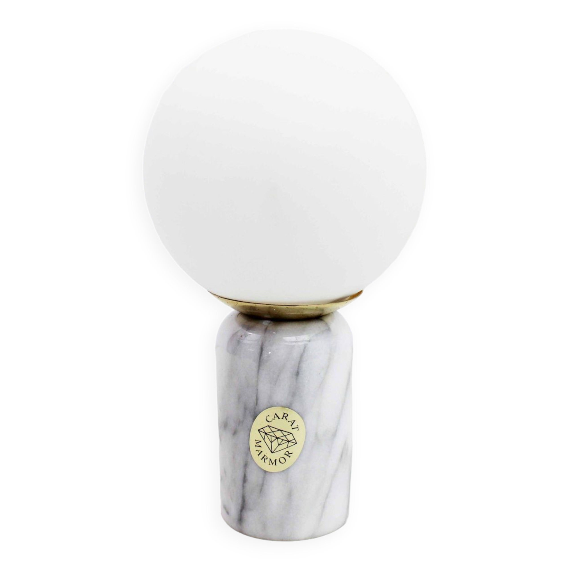 Lampe à poser en marbre et verre opalin