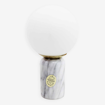 Table lamp in marble and opaline glass