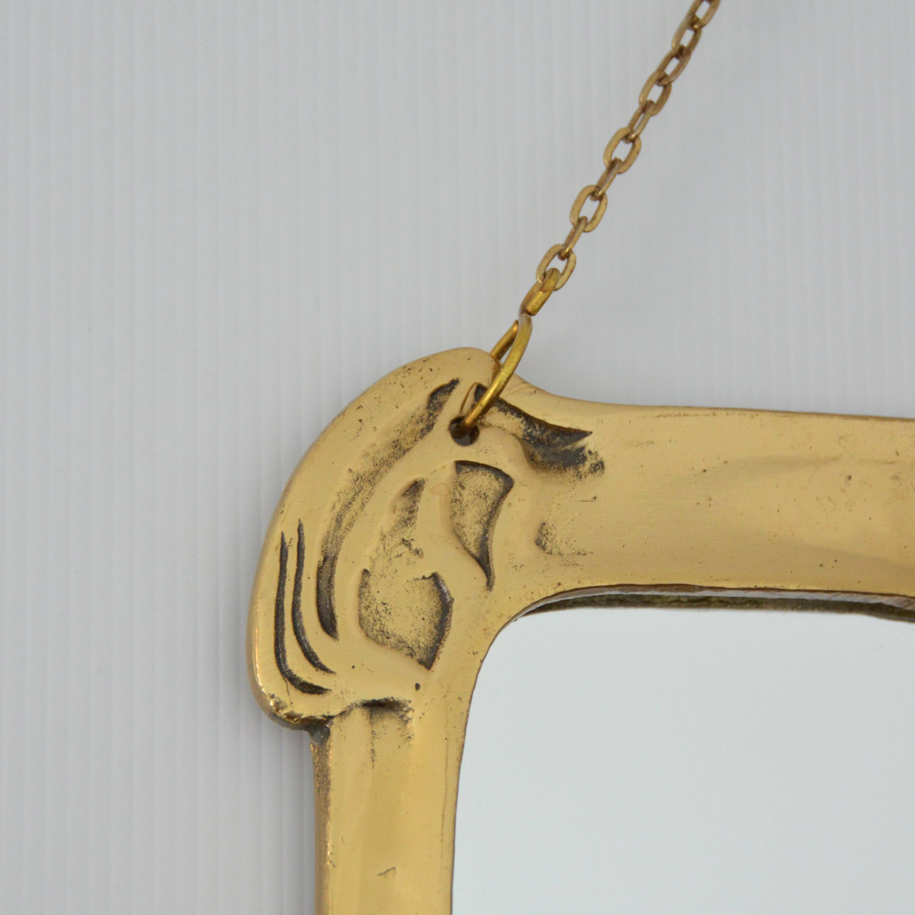 Vintage Art Nouveau Gilded Brass Wall Mirror
