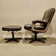 Fauteuil et ottoman en cuir, 1960