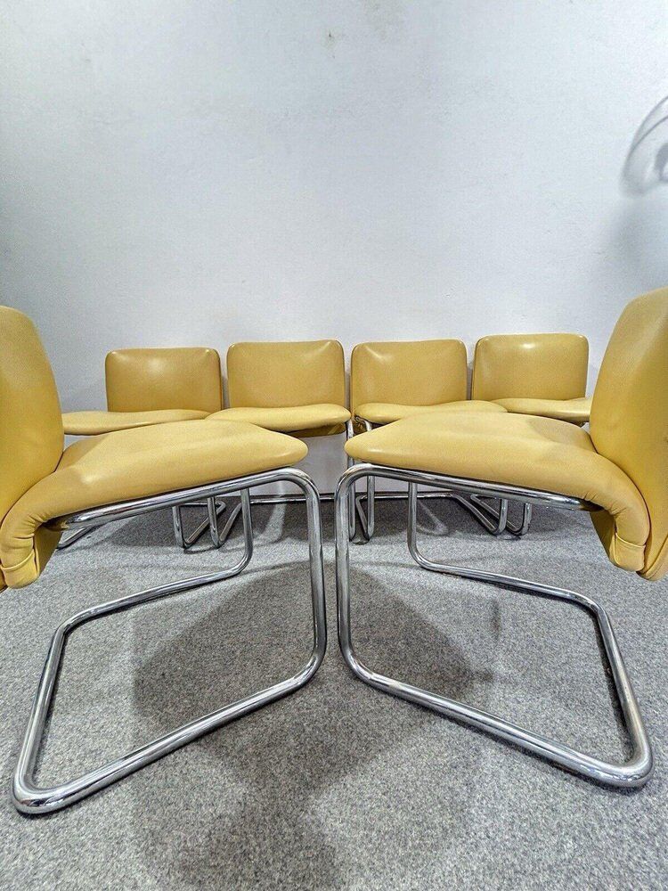 Vintage Chairs in Chrome Plated Steel, 1970s, Set of 6