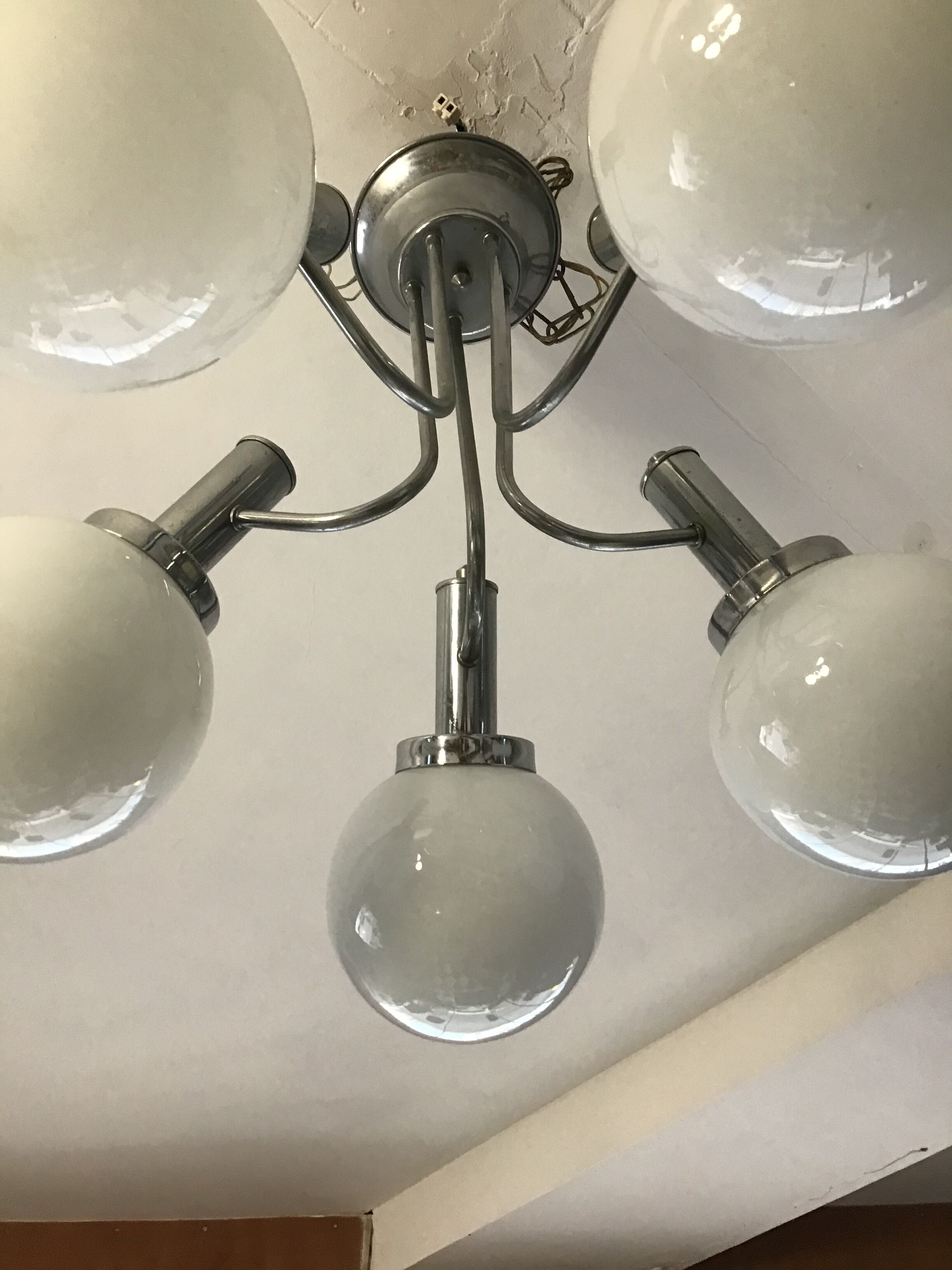 5-ball chrome chandelier 70-80s