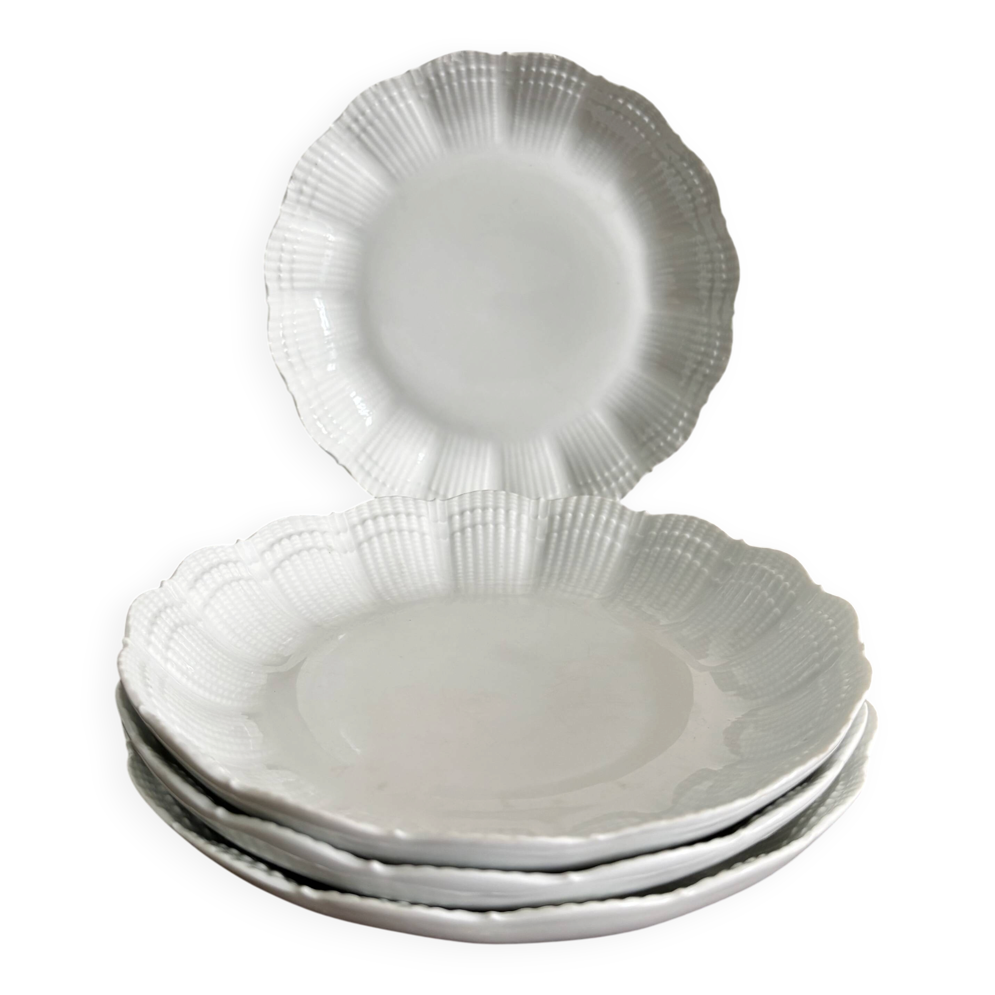 Set of 4 white porcelain deep plates – Giraud Limoges – 21.5