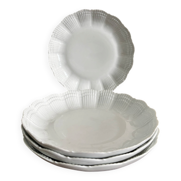 Lot de 4 assiettes creuses en porcelaine blanche – Giraud Limoges – 21,5