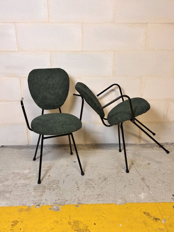 Paire de chaises avec accoudoirs  Jacques Hitier I Années 1950