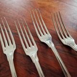 Christofle, Paris - Set of 4 dessert forks - Vendôme model (Louis XIV style) - in metal