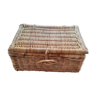 Antique wicker suitcase