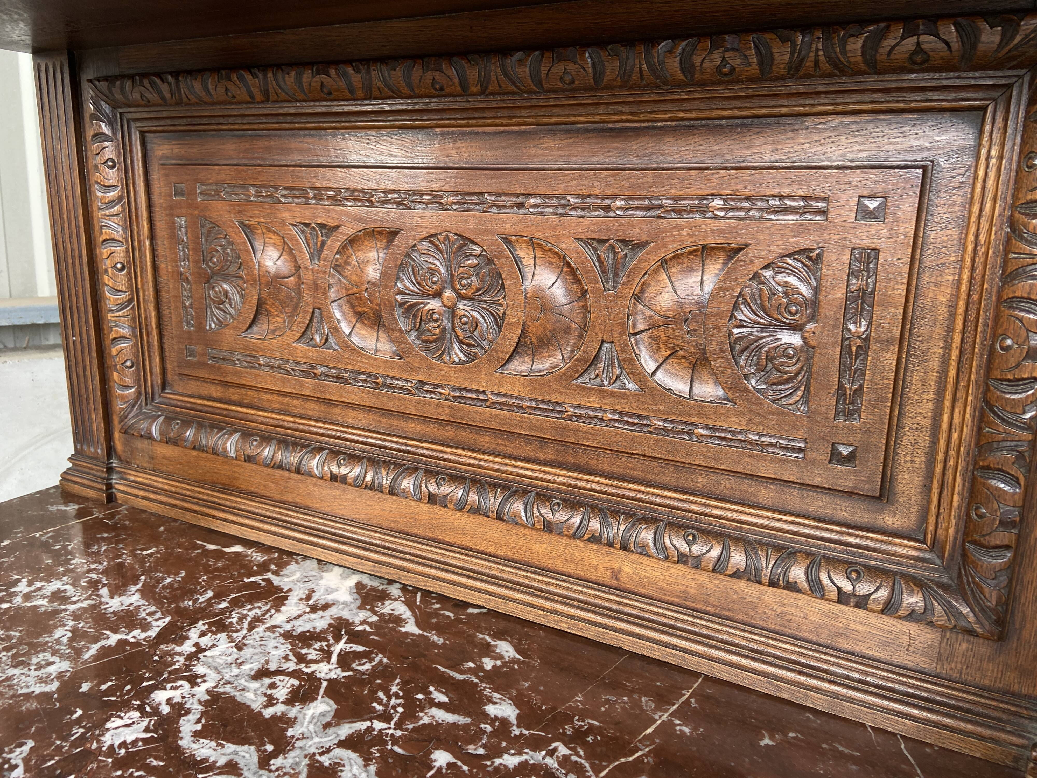 Neo Renaissance sideboard, France chateau Renaissance style Louis XIII carved oak 1880