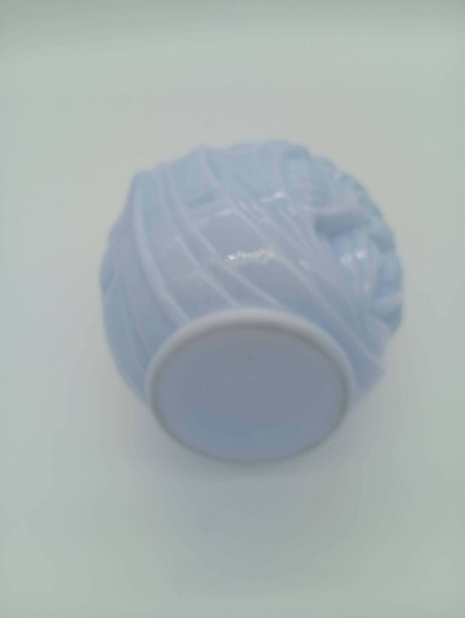 Art Deco Opaline Vase Blue Pastel Glass Pine Cone Decoration France 1930s