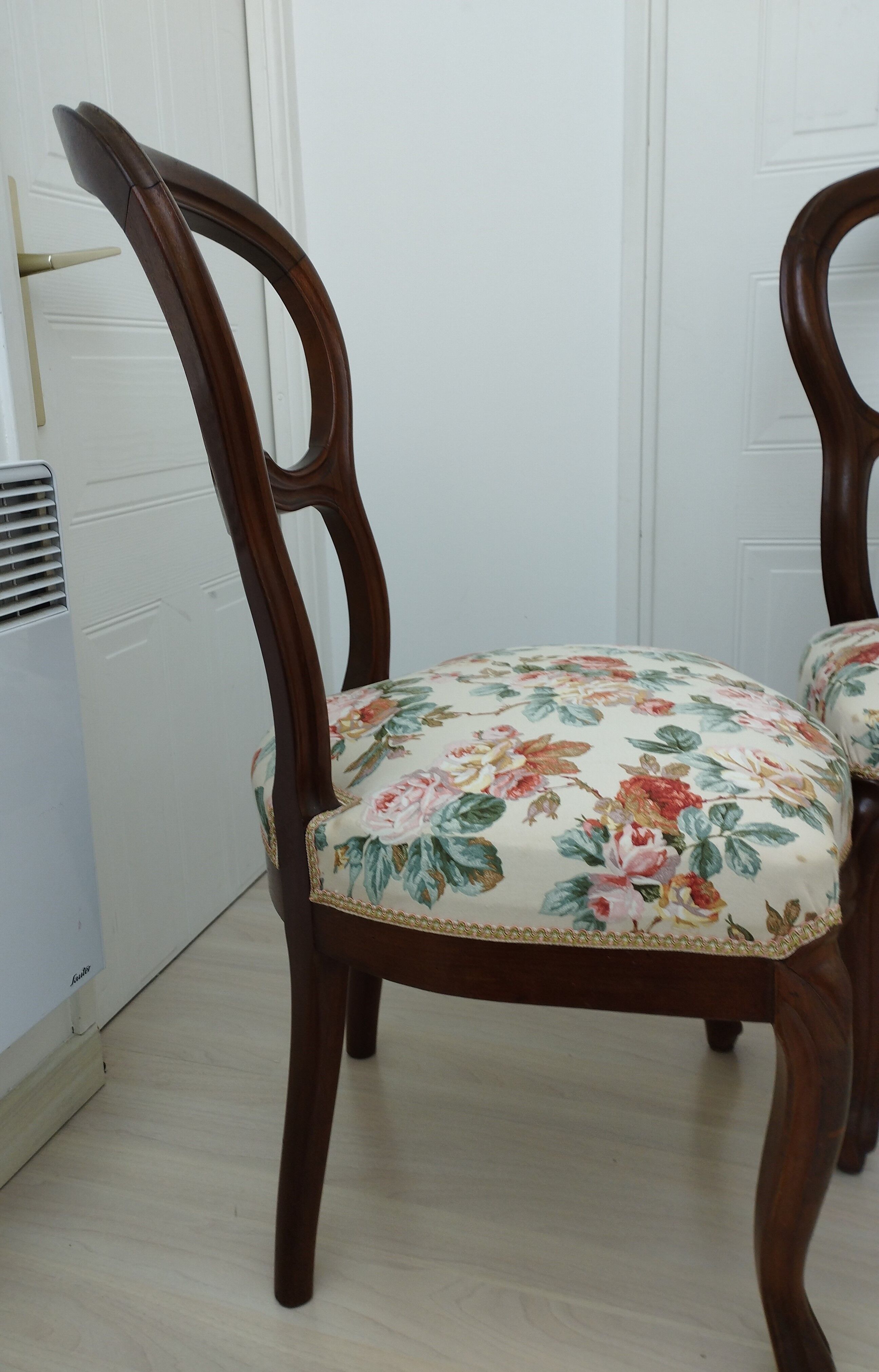 Pair of chairs Louis Philippe fabric seat
