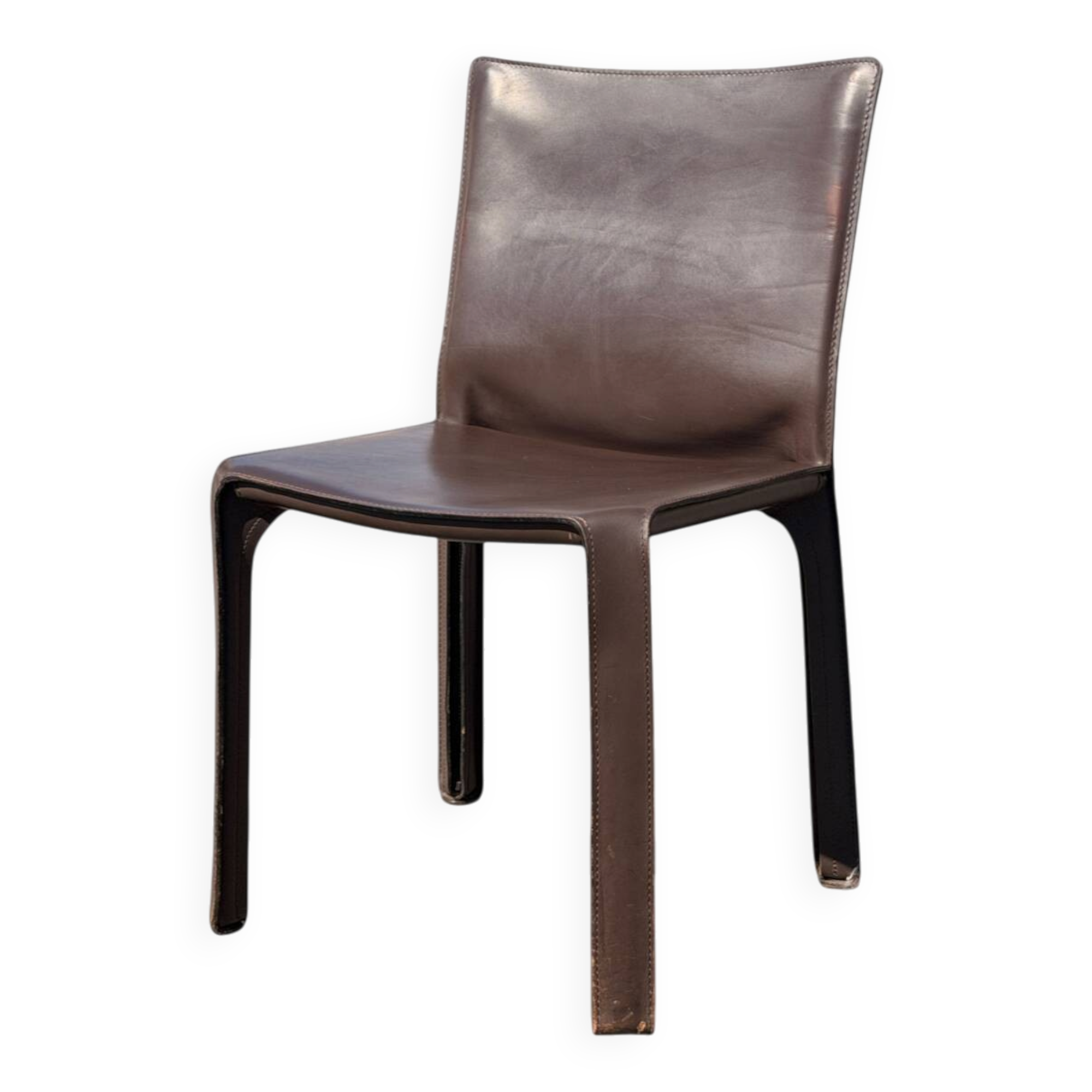 CAB 412 chair by Mario Bellini, Cassina, vintage brown saddle leather.
