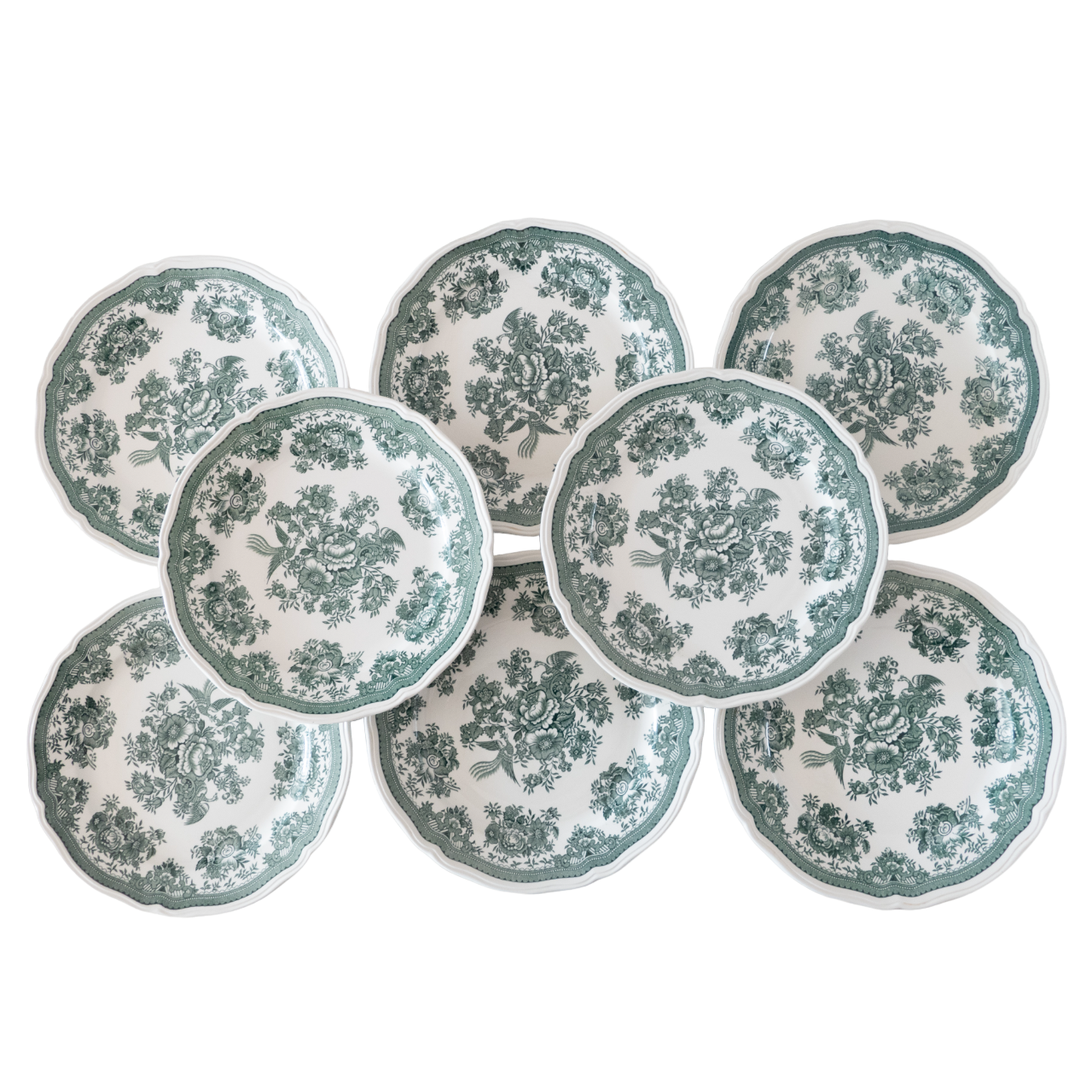 8 flat plates Villeroy & Boch, Fasan model, green