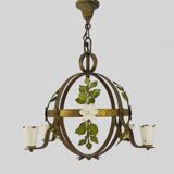 4-light ball-shaped chandelier with foliage. Italy. The 50's