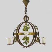 4-light ball-shaped chandelier with foliage. Italy. The 50's