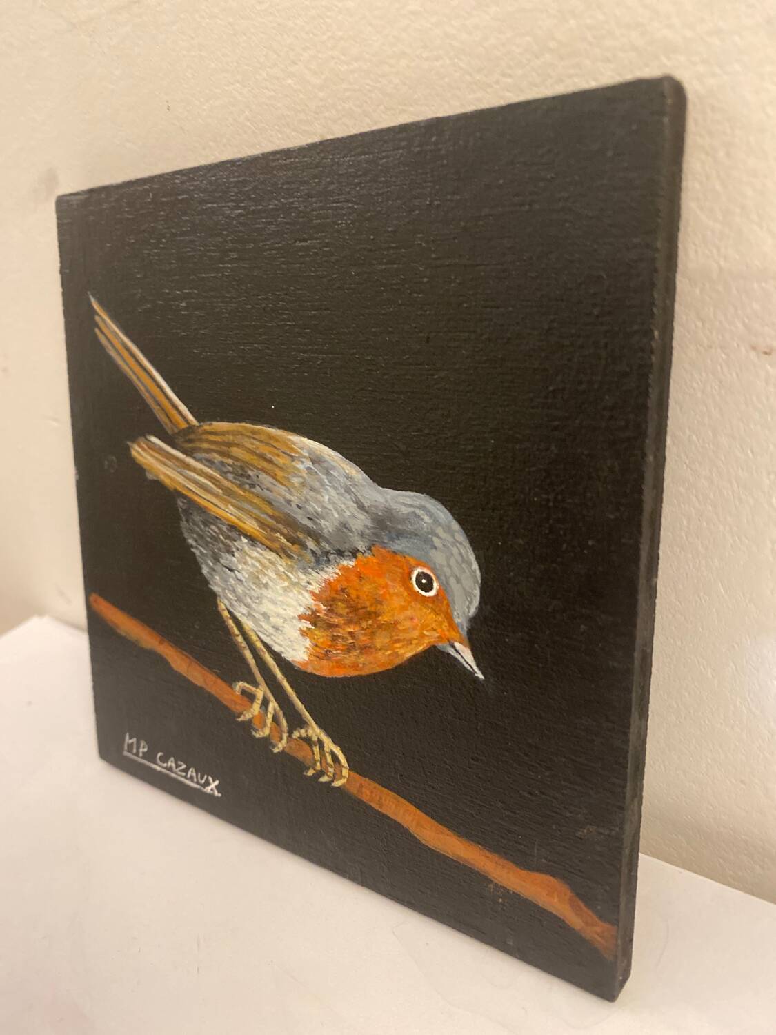Oiseau peinture sur bois