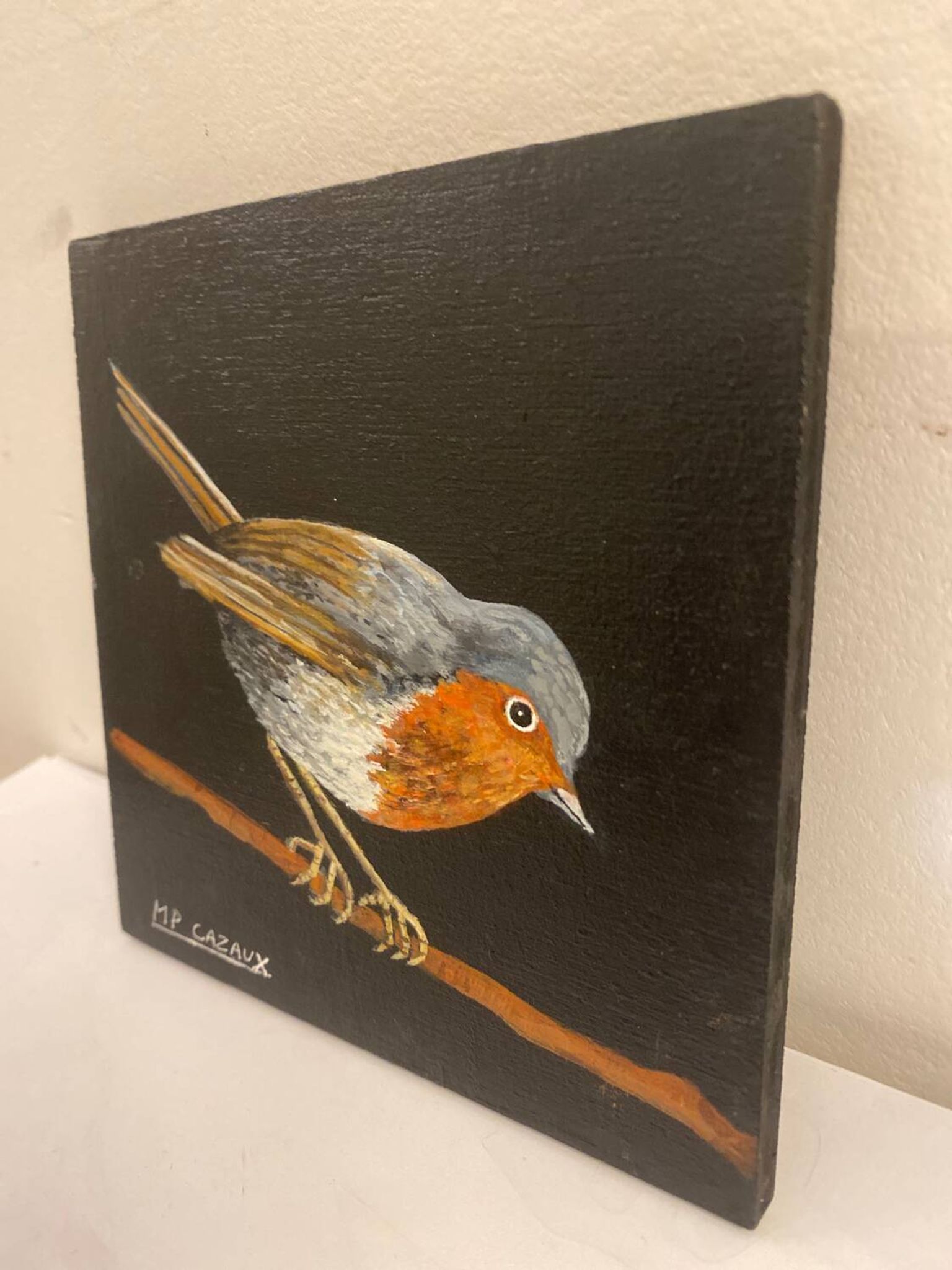 Oiseau peinture sur bois
