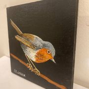 Oiseau peinture sur bois