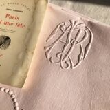 Drap ancien en lin et coton teinté en baby rose