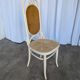 Vintage Thonet Bentwood Dining Chair: Cane Seat, Yellow Fabric Back