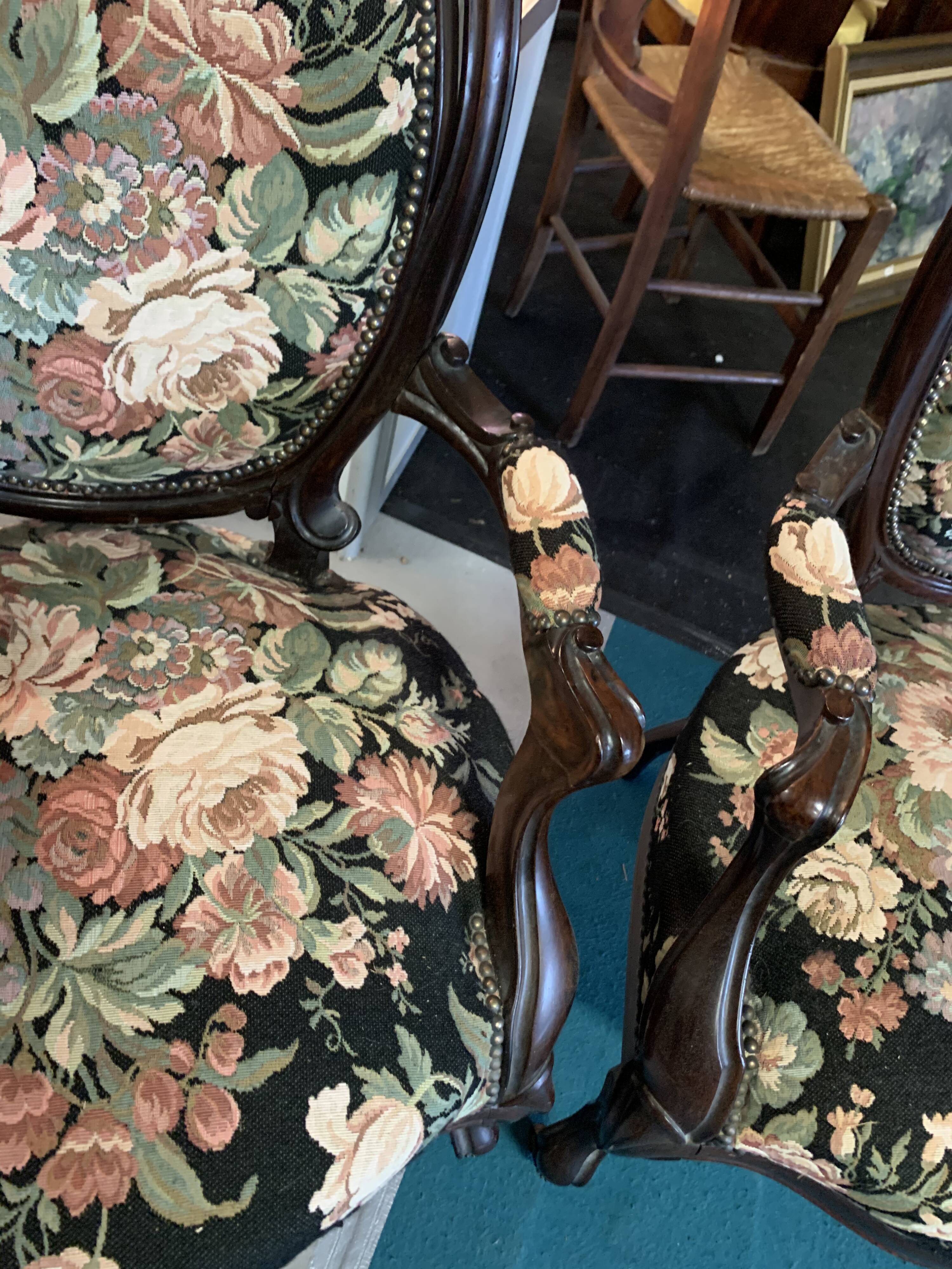Pair of armchairs with foot rest Louis Philippe