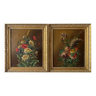 Paintings XIX ° during HSP mahogany "Bouquet of flowers" signed Vincent + frame
