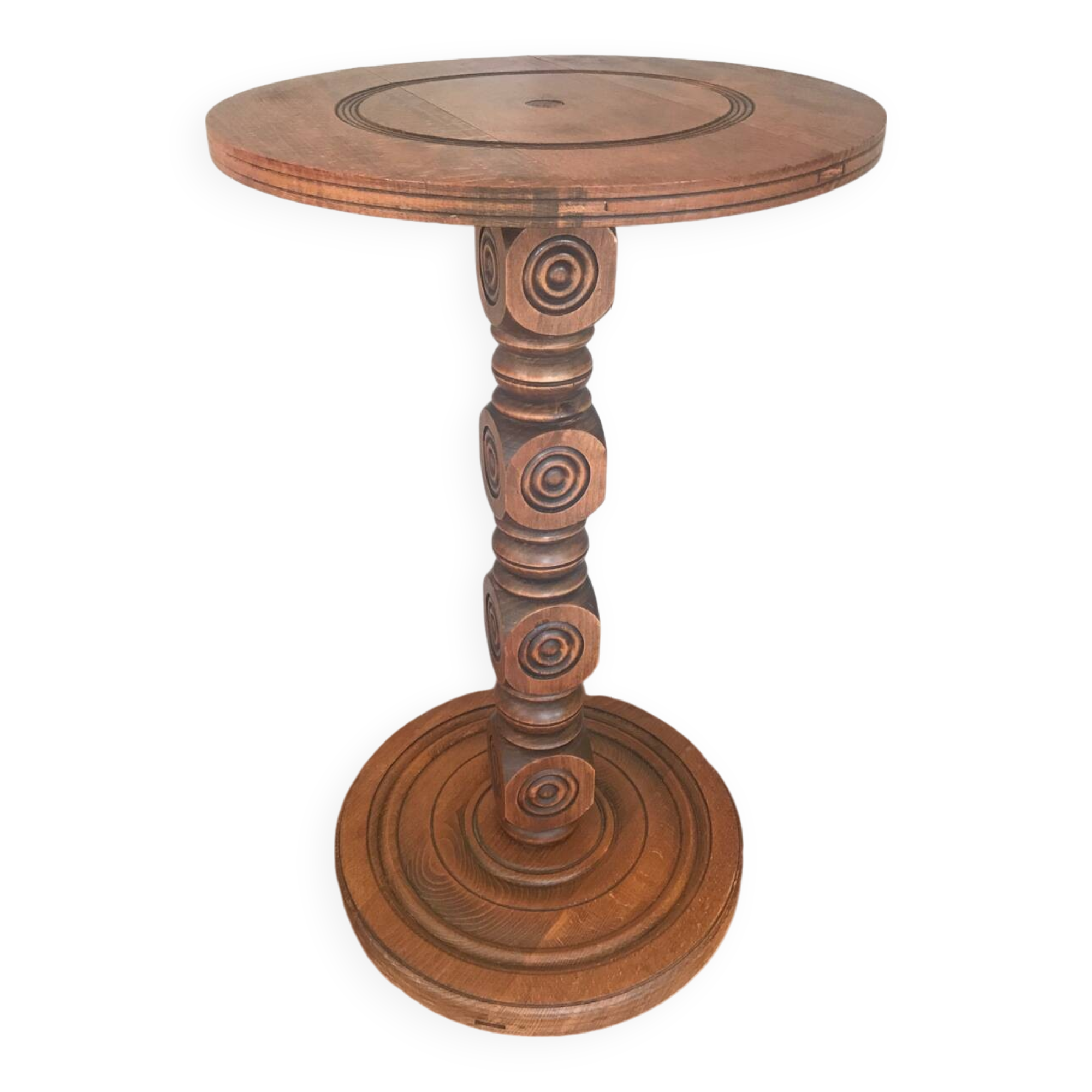 Mid century turned wood side table