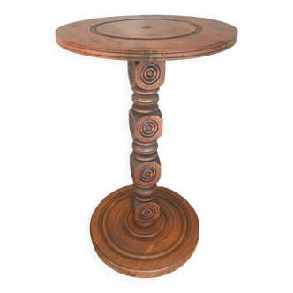 Mid century turned wood side table
