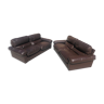 Pair of Tito Agnoli chocolate leather sofas for Poltrona Frau 1970