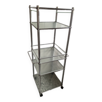 Vintage shelf with 5 wired glass shelves
