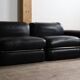 Modular sofa in black leather by Rodolfo Bonetto for Tecnosalotto, 1960s