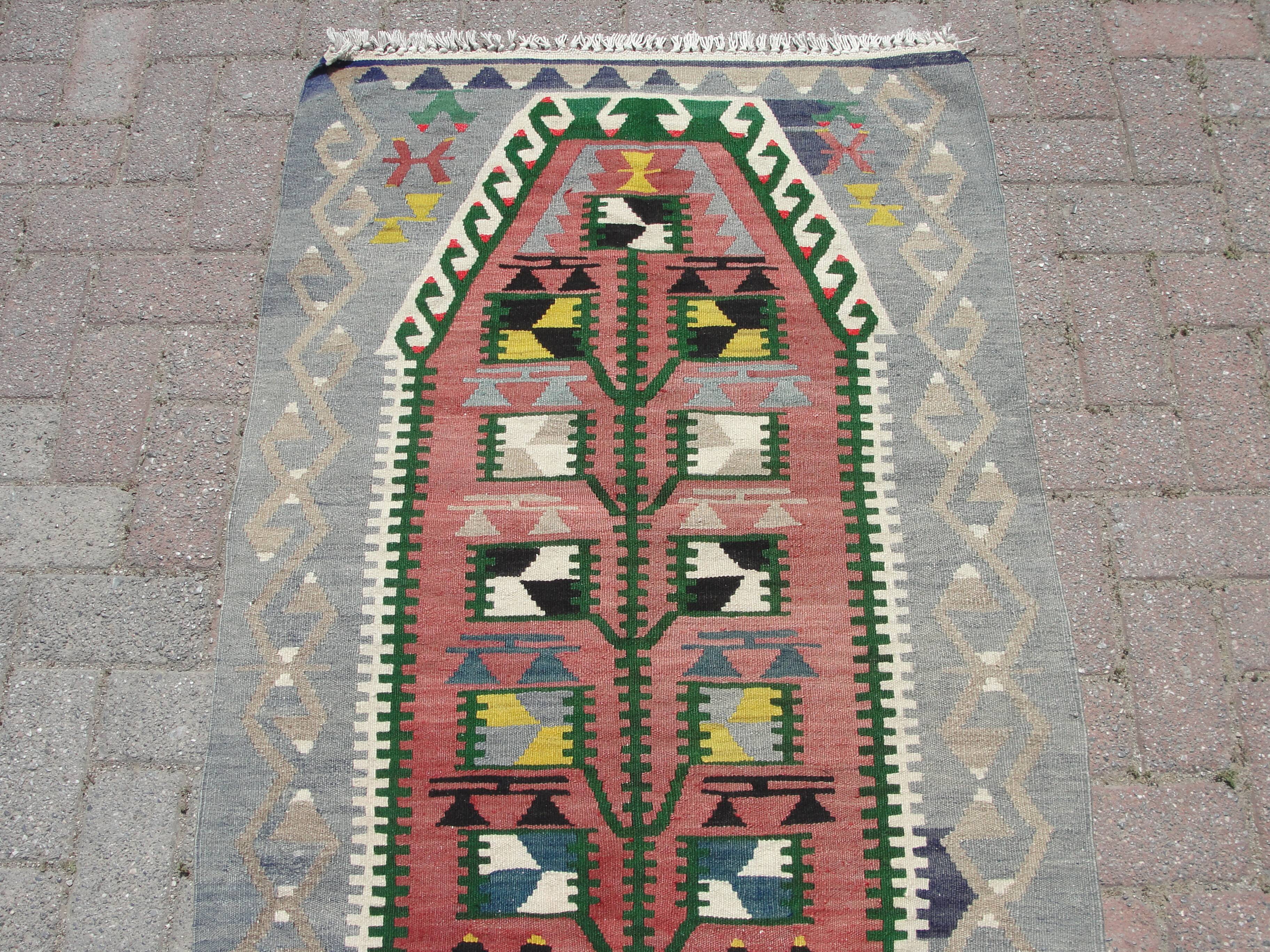 Small handmade area kilim rug carpet