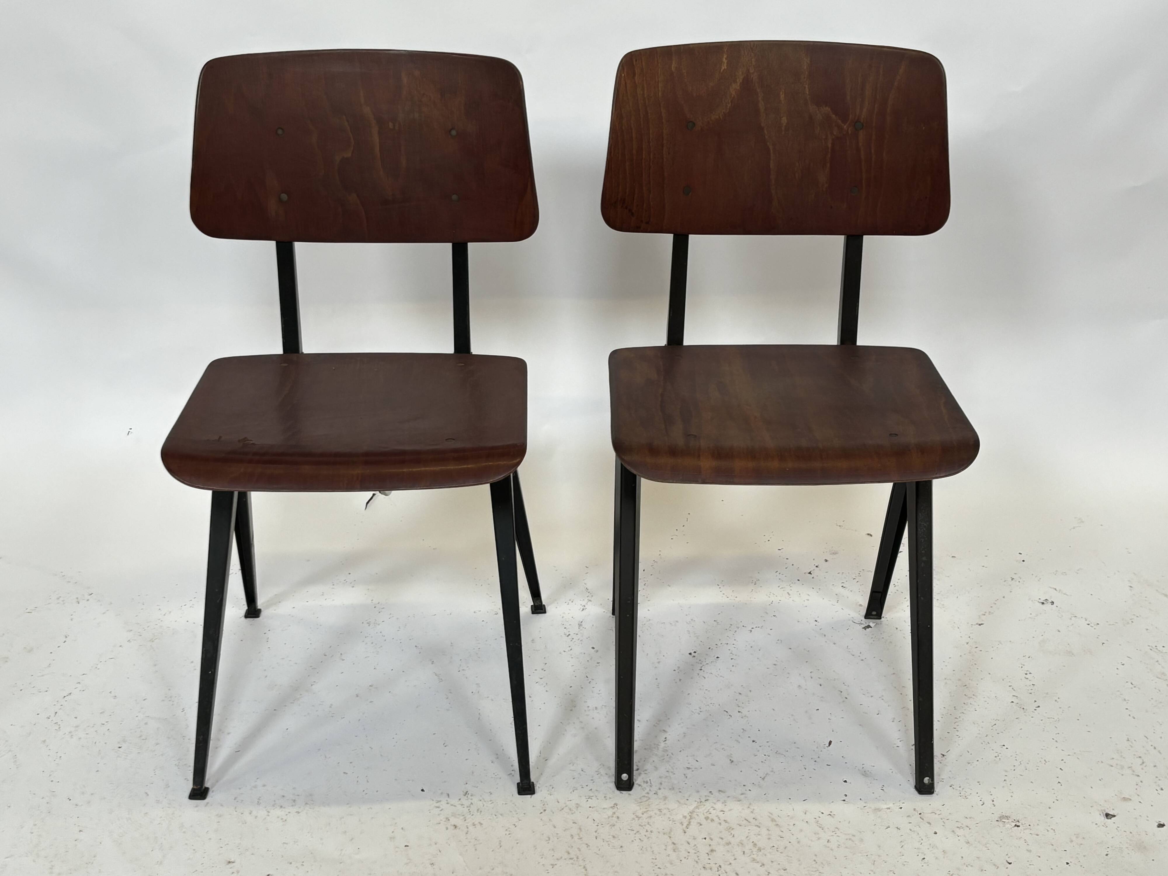 Set of 4 vintage school chairs Galvanitas S16 Netherlands Design