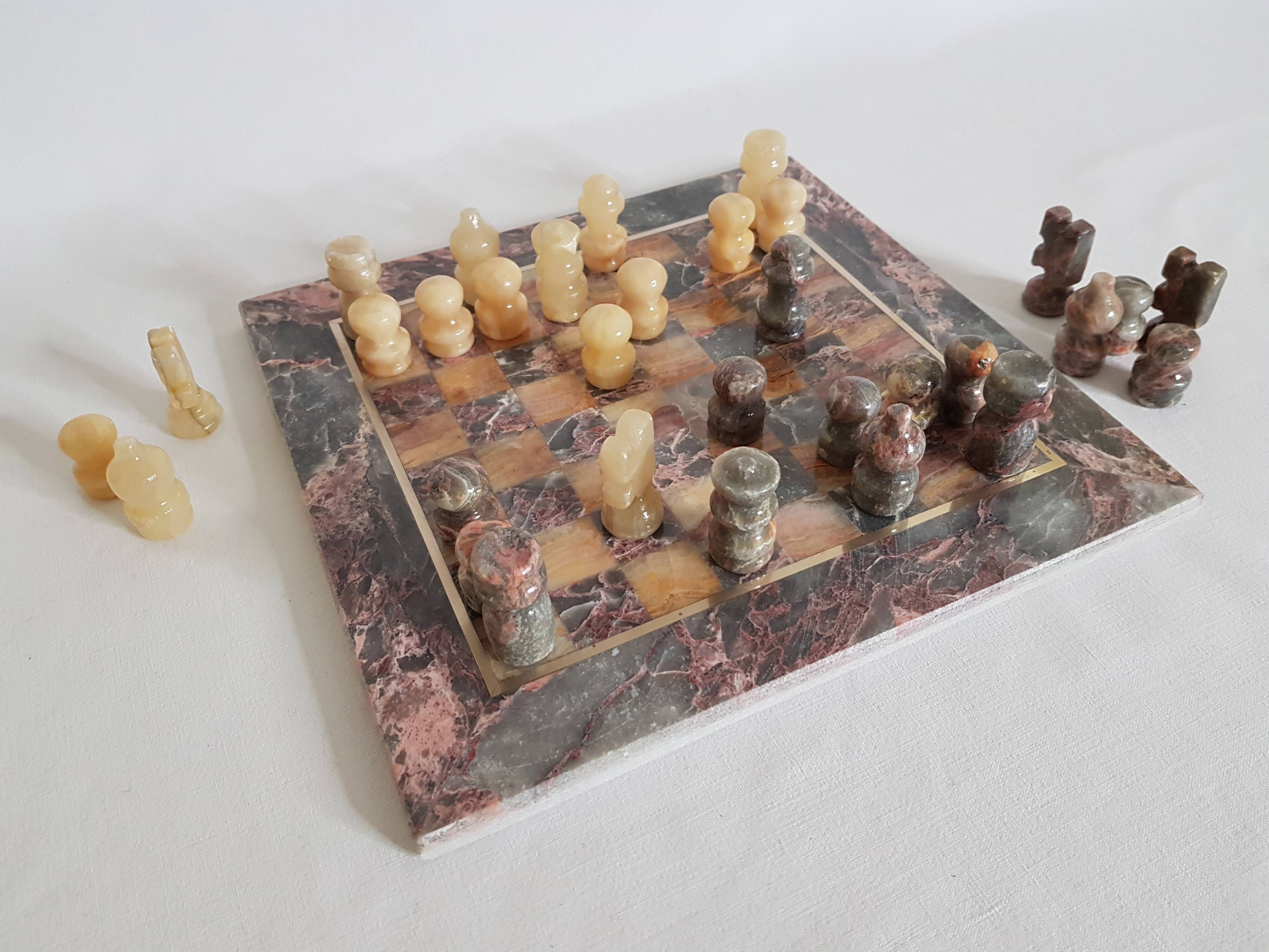 Chess game with vintage onyx board