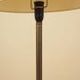 Danish floor lamp with wood and metal base, botanical fabric shade, 1960s