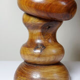 Imposante lampe style scandinave vintage design bois tourné sculpté avec anneau