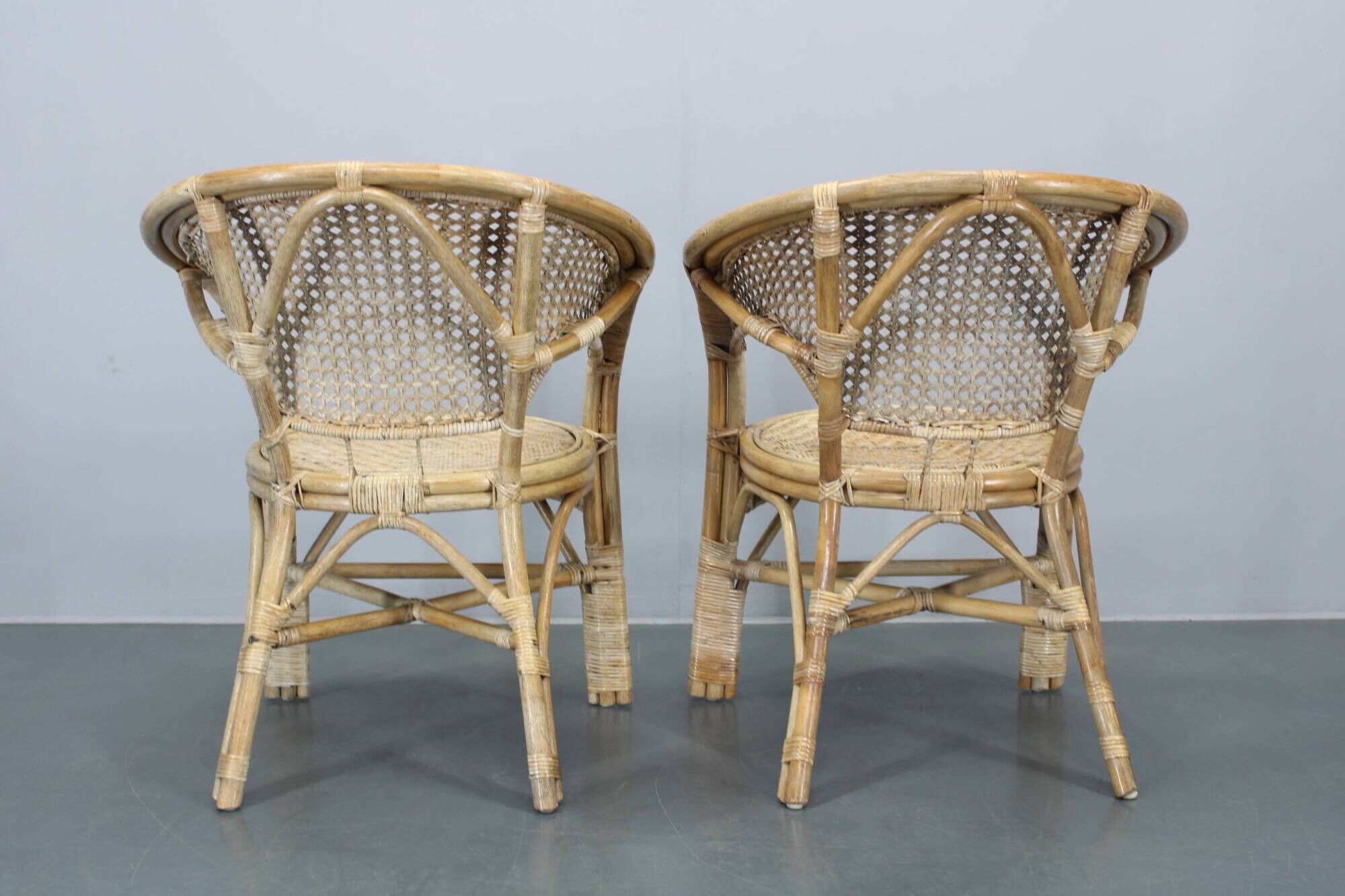 1970s Set of Four Rattan Chairs, Italy