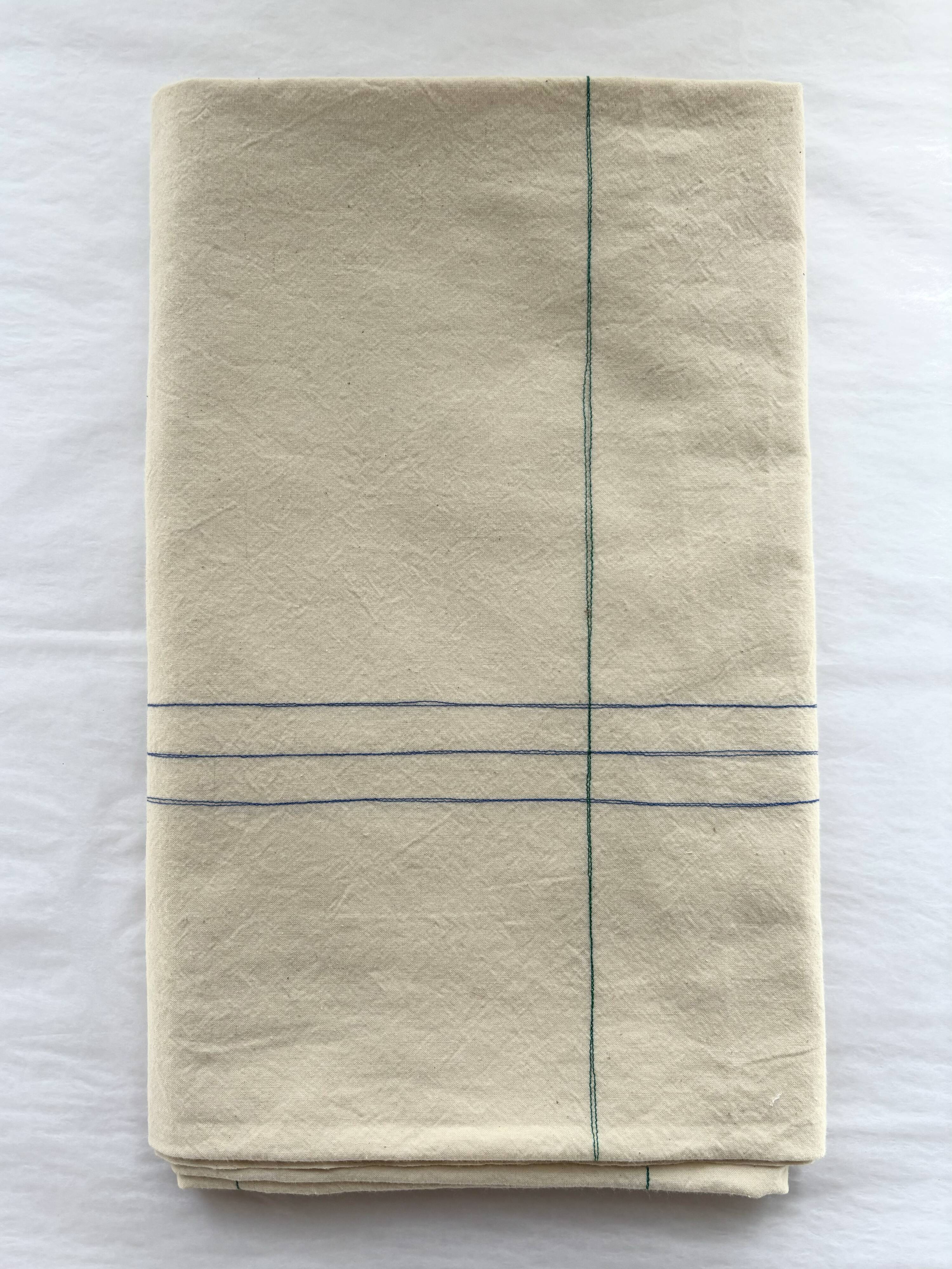 Nappe, écru, surpiqûres bleue/verte