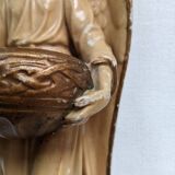 Bénitier céramique ange ailé antique objet religieux décoration campagne