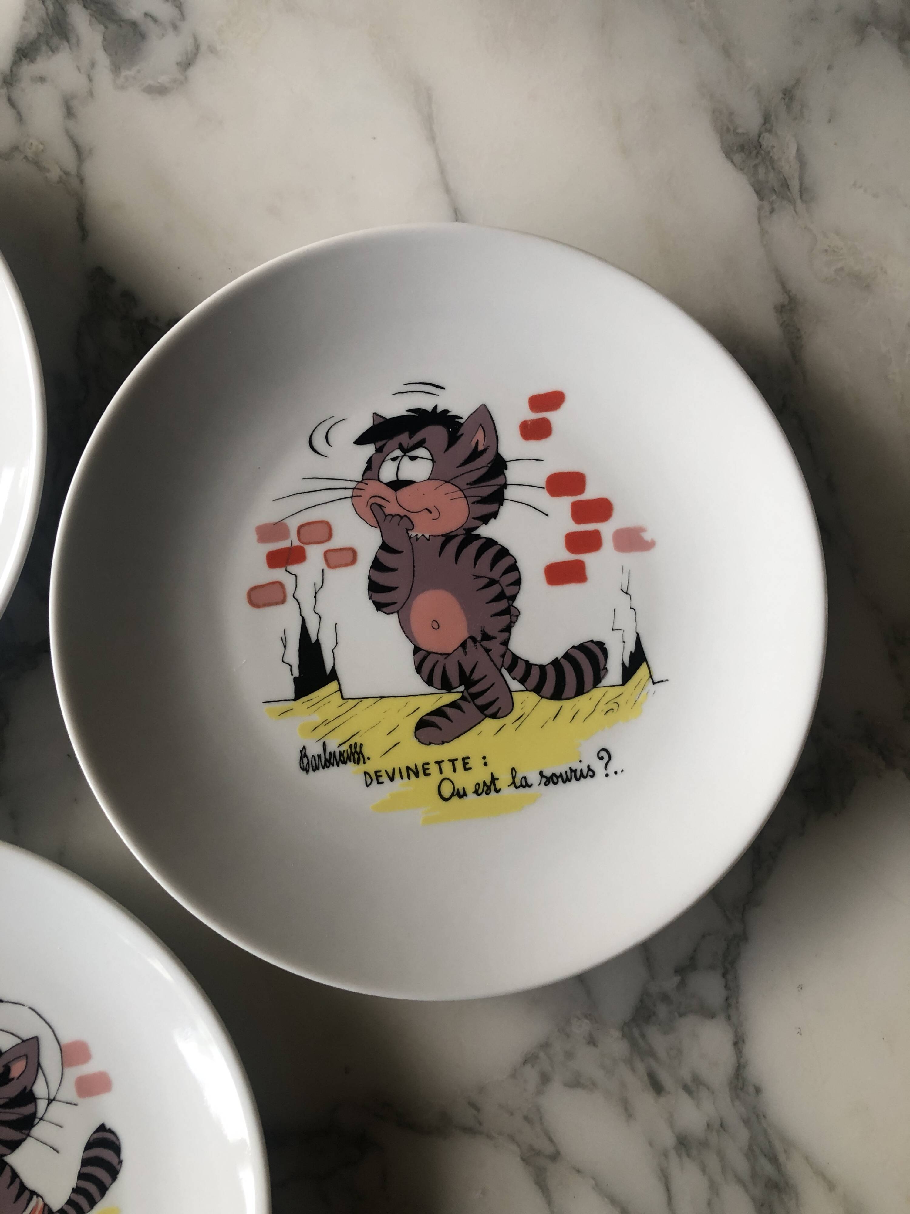 6 Barberousse porcelain plates creation by A.Deshoulieres France