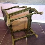 19th century Japanese armchair in green lacquer and cane
