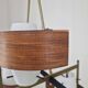Italian Brass, Teak and Opaline Glass Chandelier by Stilnovo, 1960's