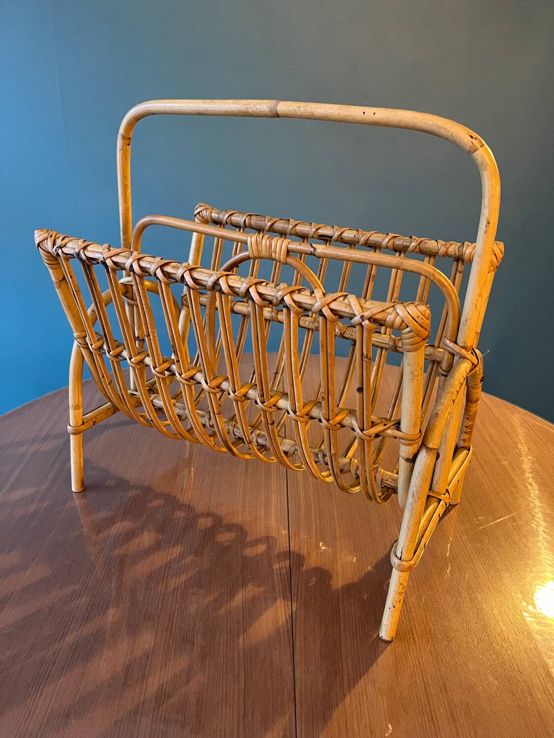 Bamboo rattan wicker magazine holder