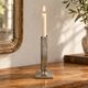 Soliflore or vintage candle holder in silver-plated metal – Fluted column on a square base