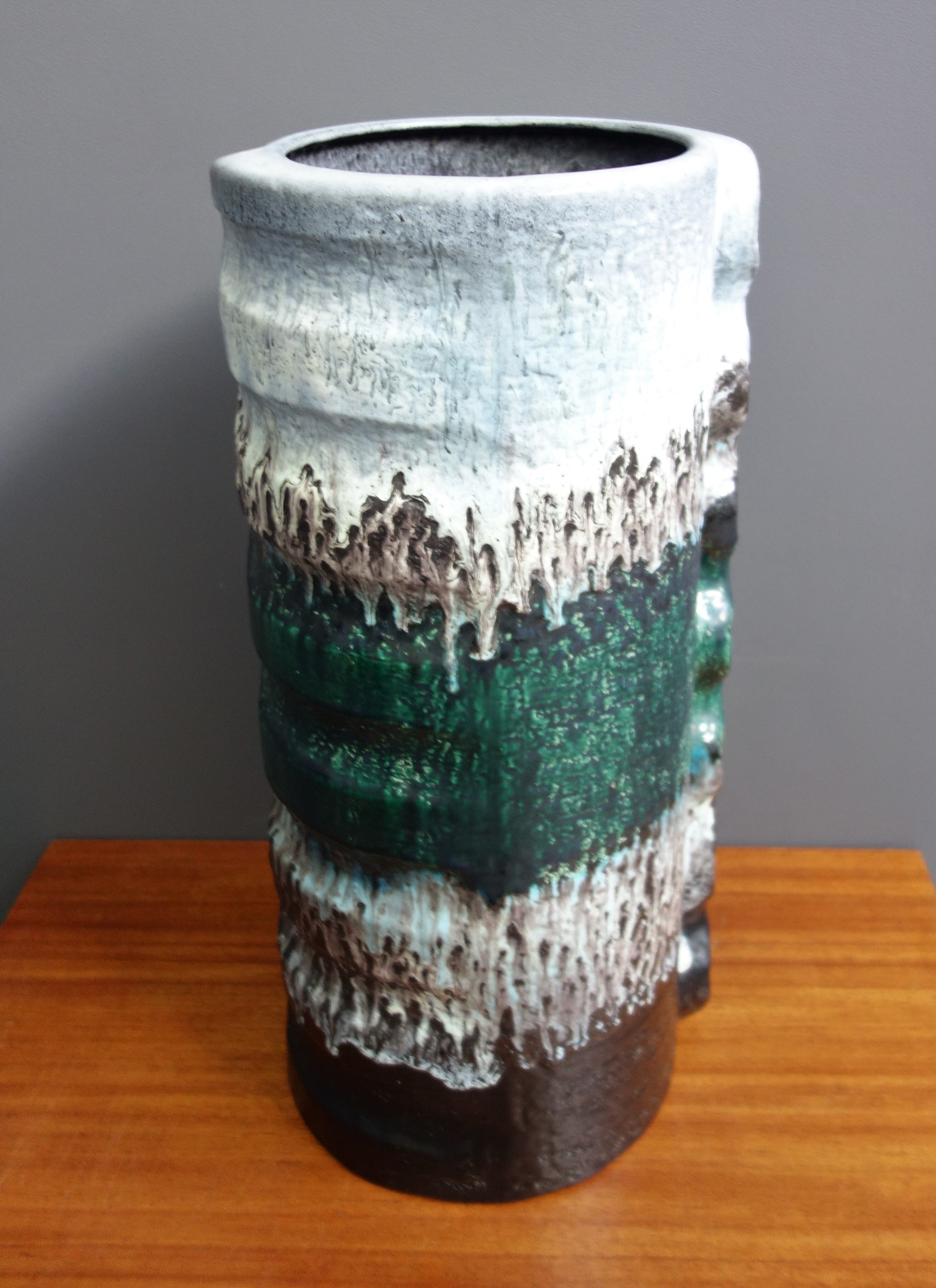 Green and white floor vase by Dumler & Breiden 1970s