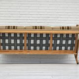 1970s, Danish 3 seater sofa, original very good condition, wool, oak.