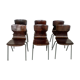 Set of 6 wenge wood chairs and green steel of gray