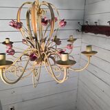 Wrought iron chandelier in Florentine style from the 1970s.