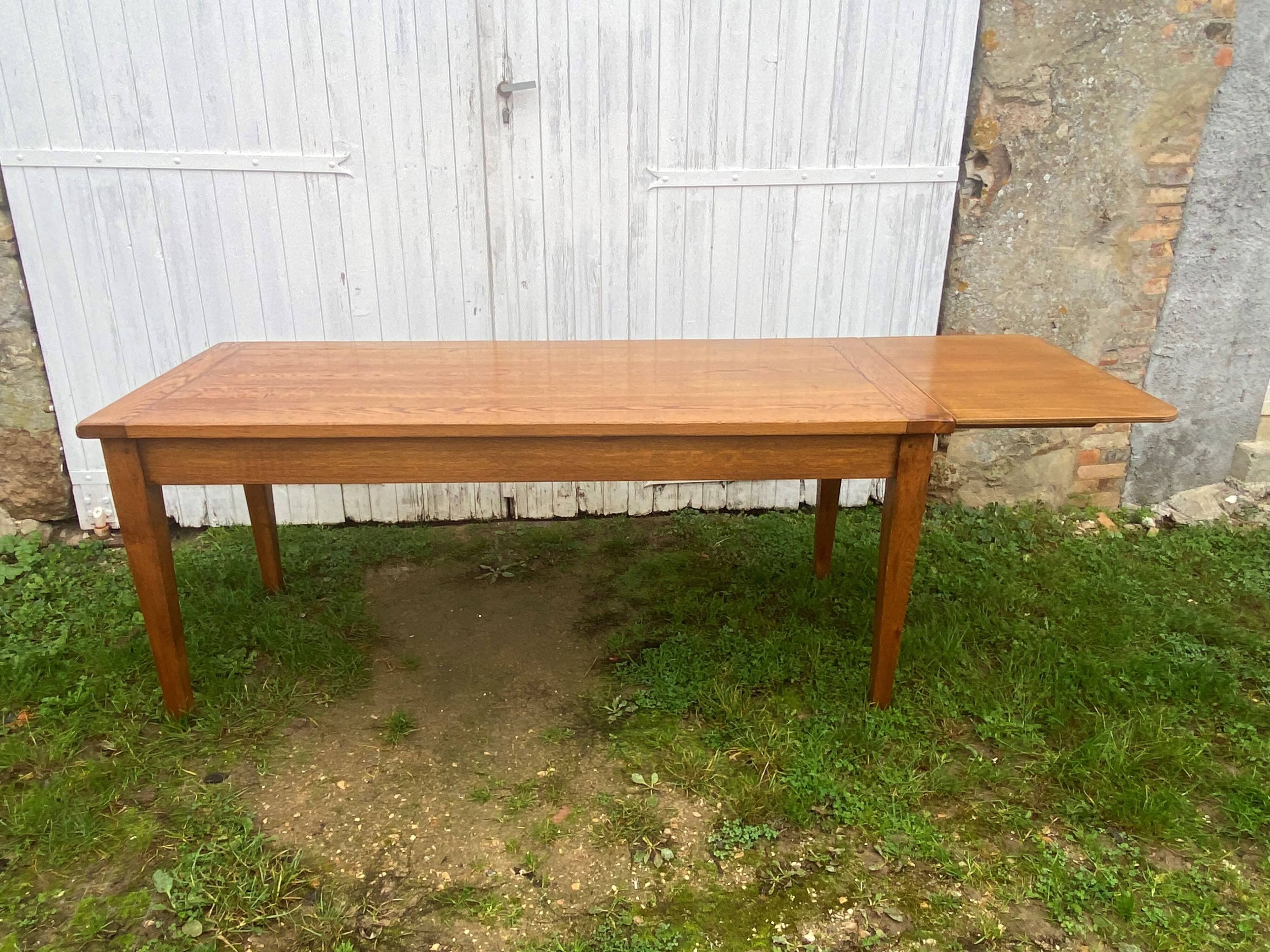 Solid oak dining farmhouse table with 1 extension 1990